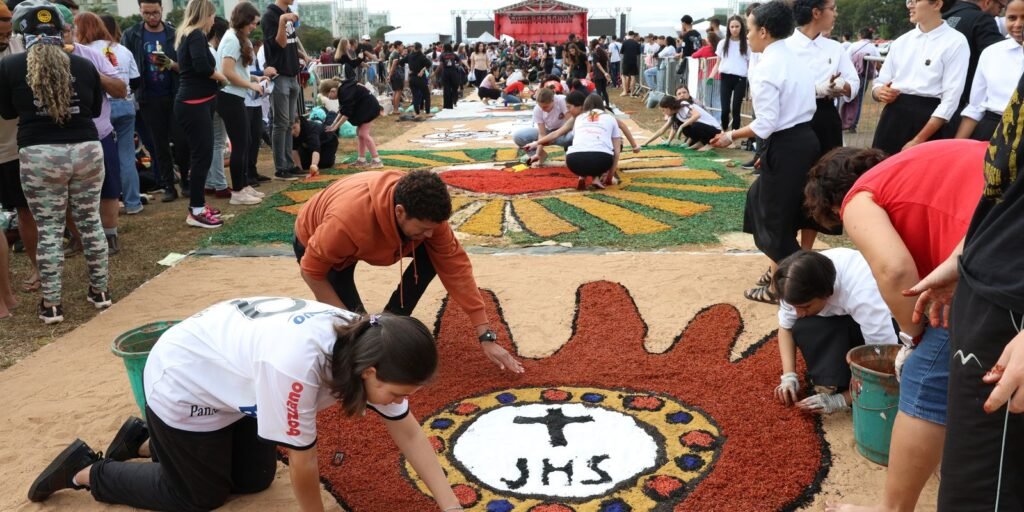 Tapetes de Corpus Christi do DF trazem memórias até além