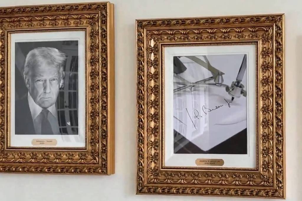Trump troca foto de Biden por caneta automática em galeria