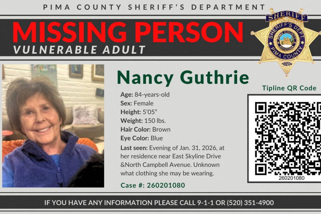 Mãe de jornalista americana Savannah Guthrie desaparece - 03/02/2026 -