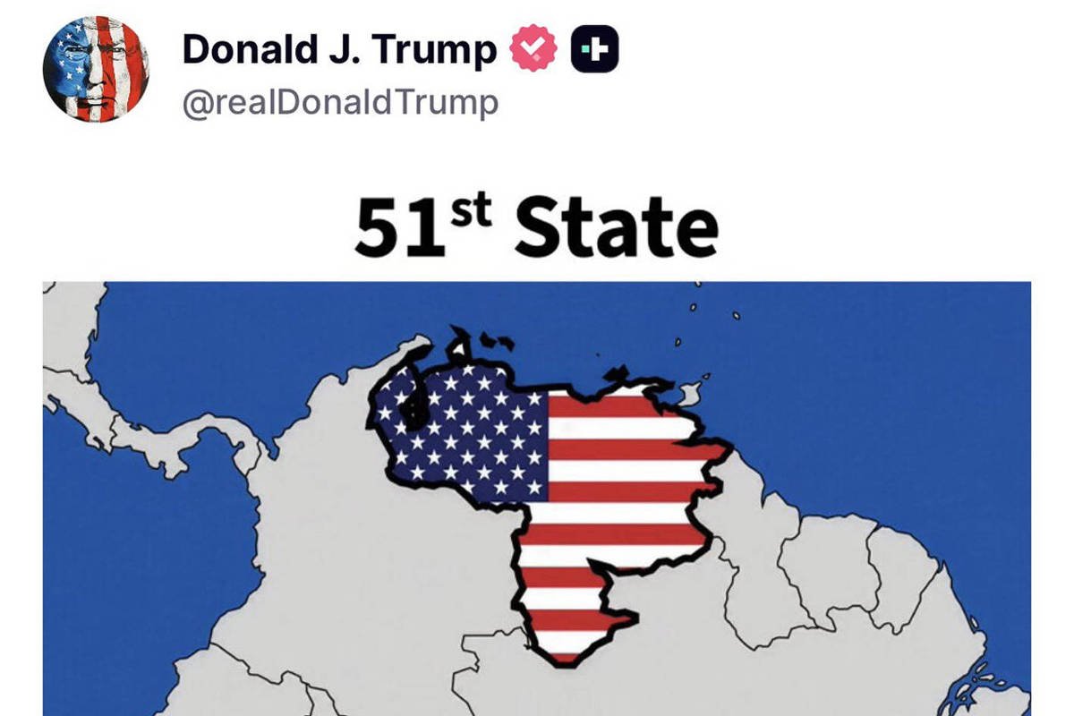 Trump publica mapa com Venezuela como estado americano - 12/05/2026